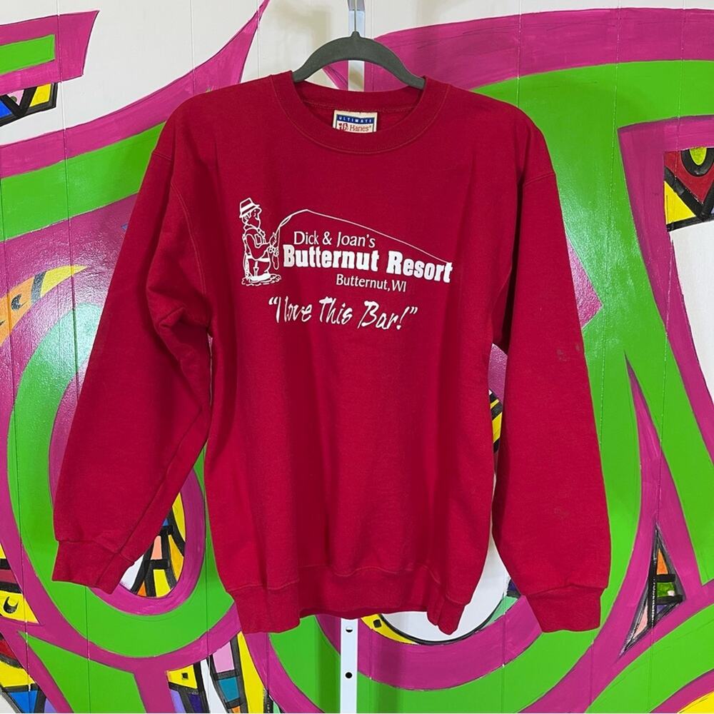 Ultimate Hanes Crewneck Sweatshirt, Butternut Wisconsin, Size Small.